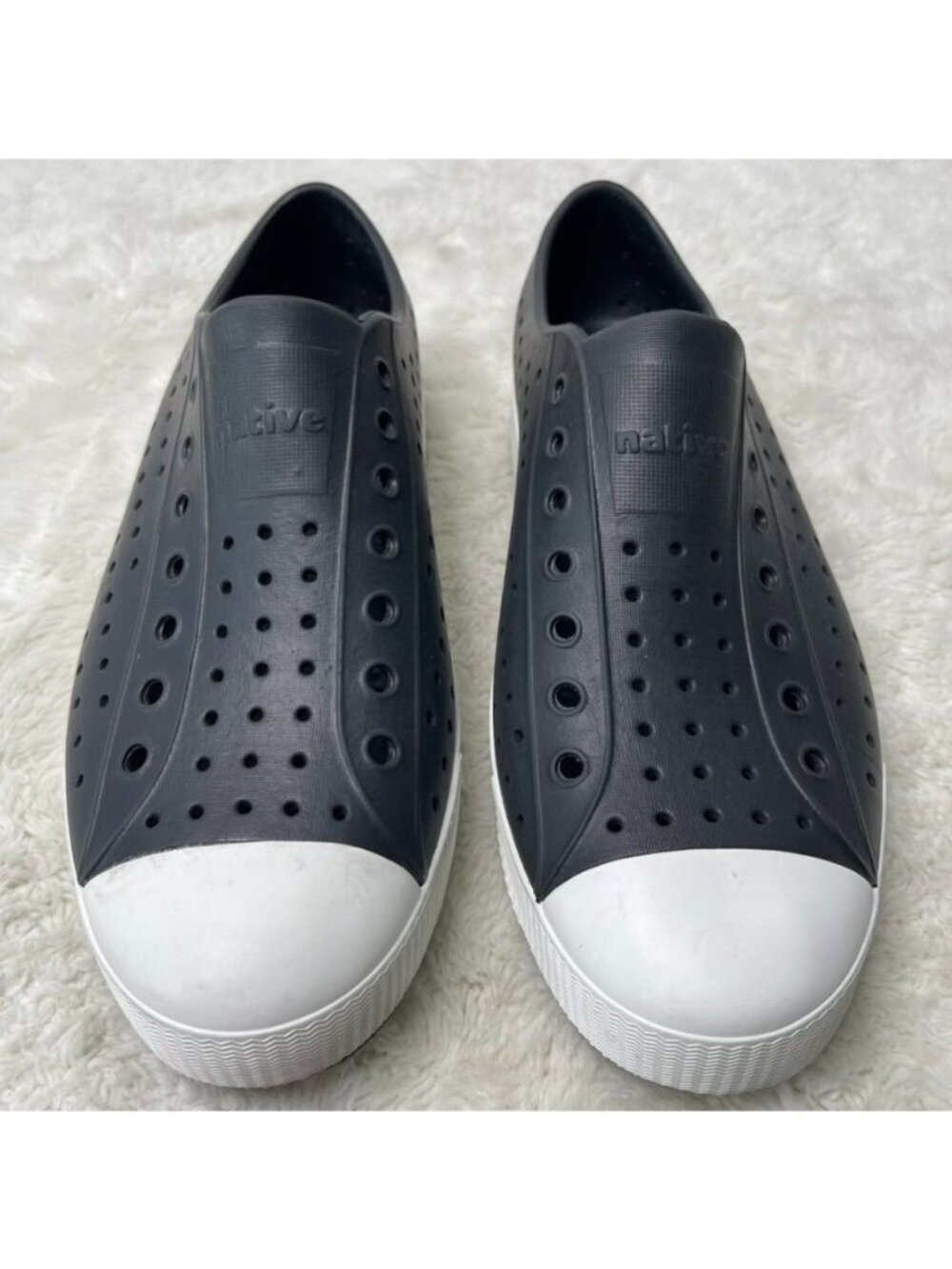 Native Shoes Jefferson Jiffy Black Shell White Mens Size 10 Slip On Sneakers
